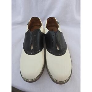 School Issue Youth Upper Class Saddle Oxfords Blk/WHT Leather US 8 1/2 W
